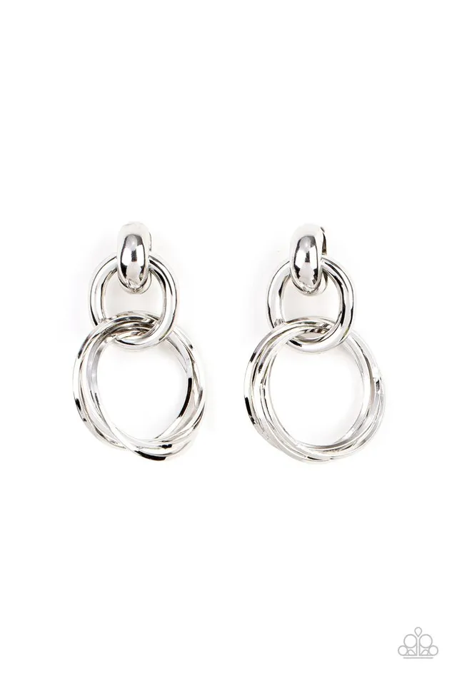 Paparazzi Jewelry Paparazzi Earring Dynamically Linked Silver Earrings