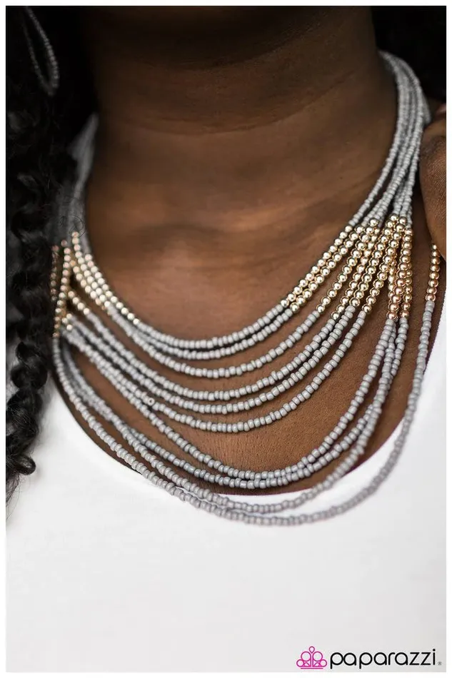 Paparazzi Jewelry Paparazzi Necklace Get With The BEAD Gray Necklaces