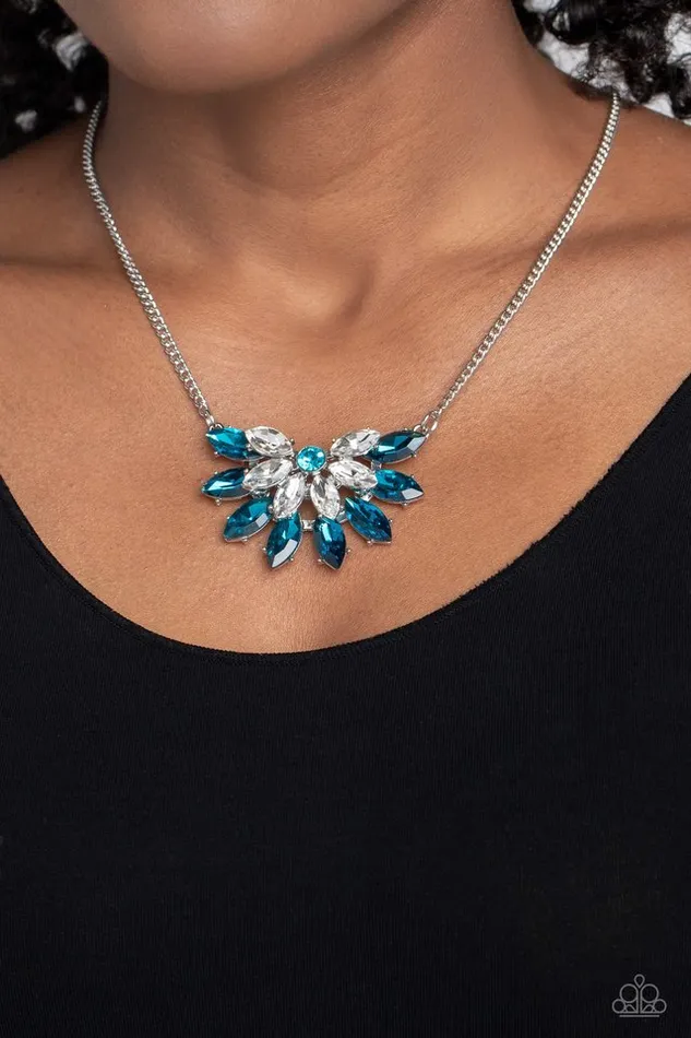 Paparazzi Necklace Frosted Florescence Blue Paparazzi Jewelry Necklaces