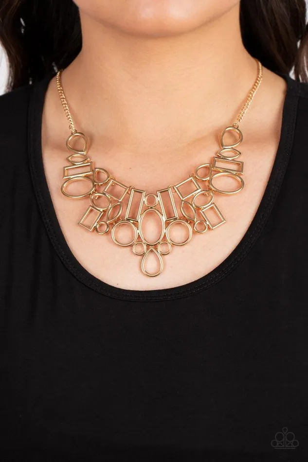 Paparazzi Necklace Geometric Grit Gold Paparazzi Jewelry Necklaces