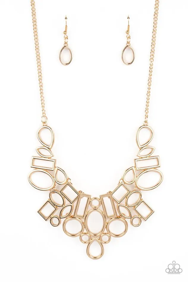 Paparazzi Necklace Geometric Grit Gold Paparazzi Jewelry Necklaces