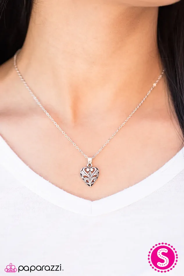 Paparazzi Necklace Its HEART To Believe Silver Paparazzi Jewelry Necklaces