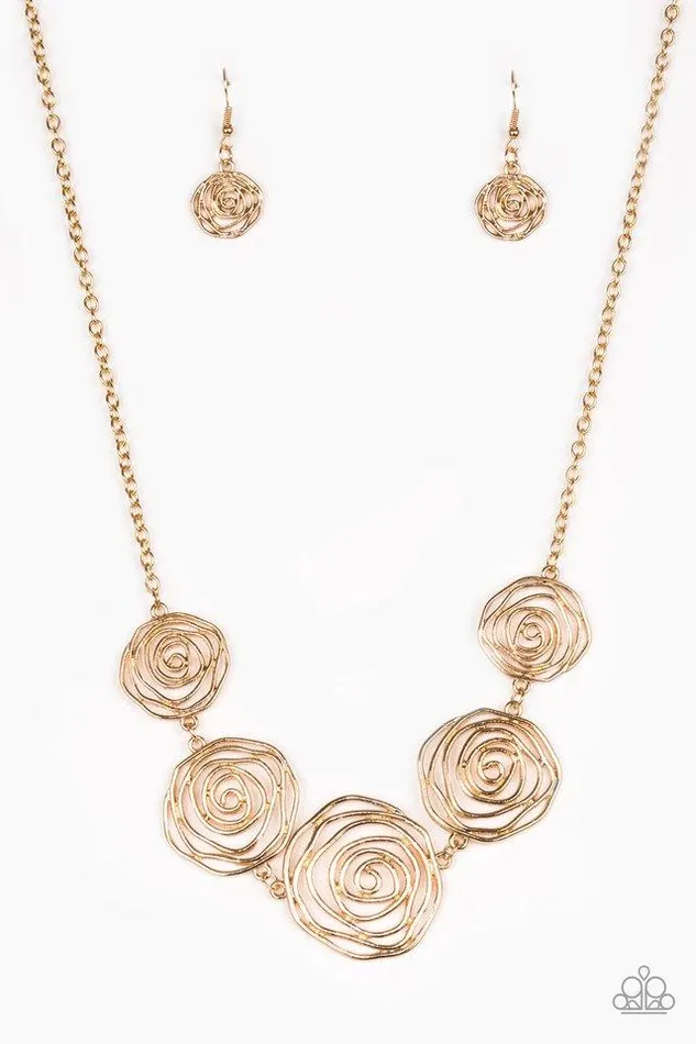 Paparazzi Necklace Rosy Rosette Gold Paparazzi Jewelry Necklaces