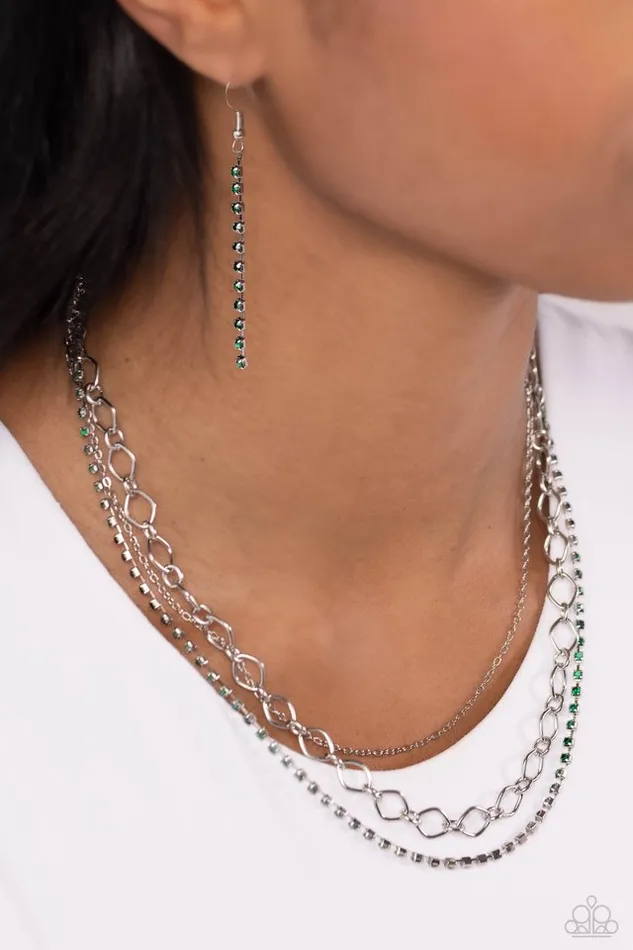 Paparazzi Necklace Tasteful Tiers Green Paparazzi Jewelry Necklaces