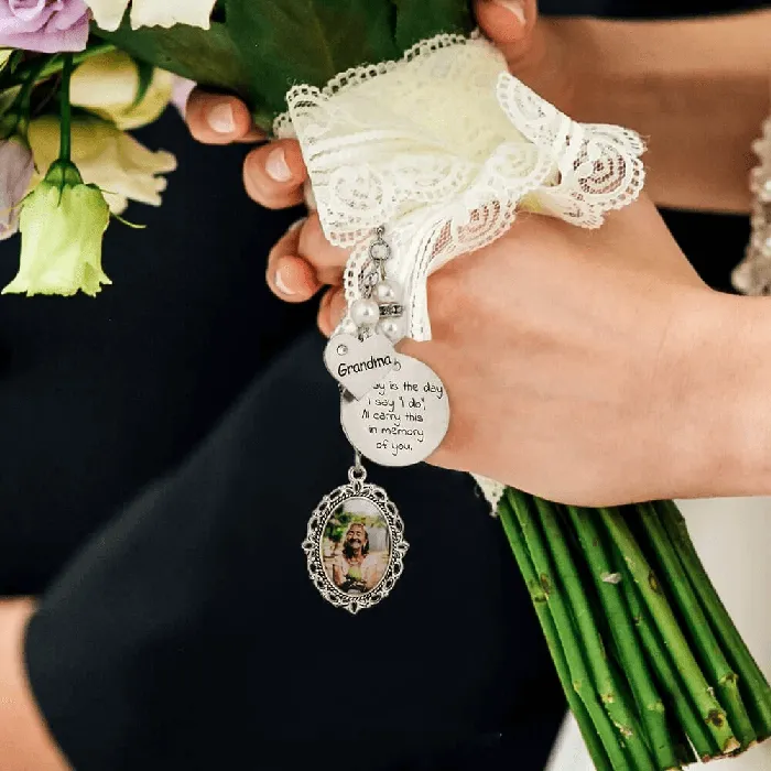 Personalized Bridal Bouquet Charm Wedding Memorial Photo Keepsake Belbren Charm Necklaces