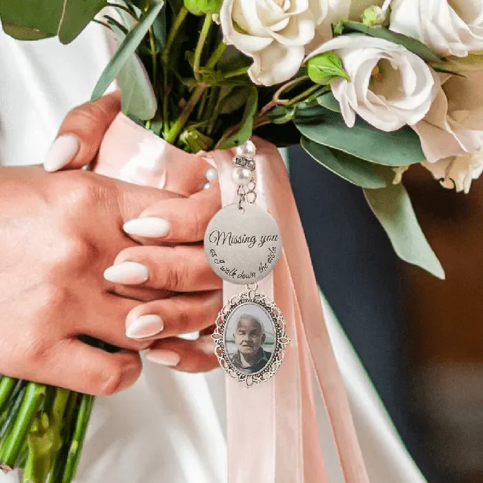 Personalized Bridal Bouquet Charm Wedding Memorial Photo Keepsake Belbren Charm Necklaces