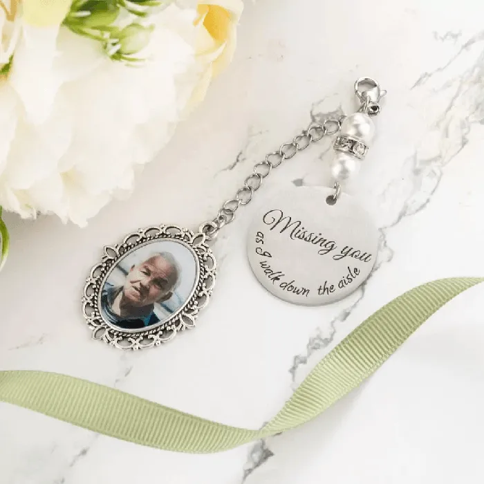 Personalized Bridal Bouquet Charm Wedding Memorial Photo Keepsake Belbren Charm Necklaces