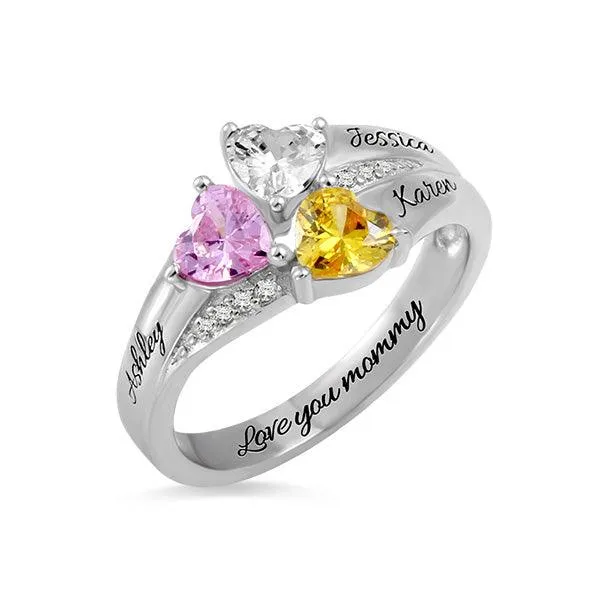 Personalized Mothers Ring Custom Engrave Name and Birthstone Ring Gift for Mom Heart Birthstones Ring Belbren Rings Personalized Mothers Ring Custom Engrave Name and Birthstone Ring Gift for Mom Heart Birthstones Ring Belbren Rings