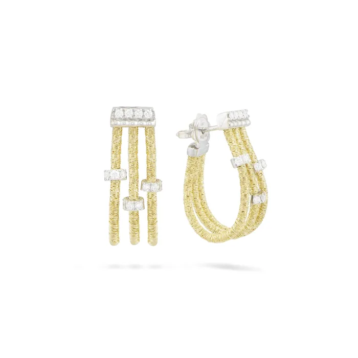 Piero Milano Earrings Piero Milano 18K Yellow Gold MultiLayer Hoop Earrings with White Gold Diamond Rondels Piero Milano Earrings Piero Milano 18K Yellow Gold MultiLayer Hoop Earrings with White Gold Diamond Rondels