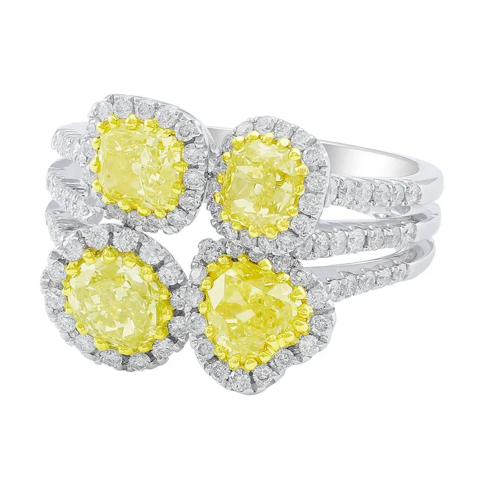 Rings 18k White Gold Four Stone Yellow Diamond Ring CJ Charles Jewelers Rings 18k White Gold Four Stone Yellow Diamond Ring CJ Charles Jewelers
