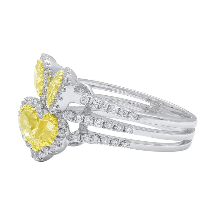 Rings 18k White Gold Four Stone Yellow Diamond Ring CJ Charles Jewelers Rings 18k White Gold Four Stone Yellow Diamond Ring CJ Charles Jewelers