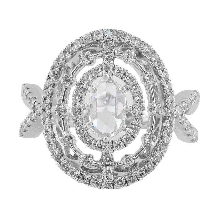 Rings CJ Charles Jewelers Estate 18k White Gold Split Shank Oval Diamond Ring Rings CJ Charles Jewelers Estate 18k White Gold Split Shank Oval Diamond Ring