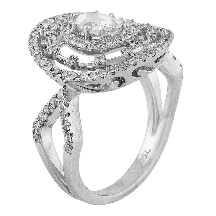 Rings CJ Charles Jewelers Estate 18k White Gold Split Shank Oval Diamond Ring Rings CJ Charles Jewelers Estate 18k White Gold Split Shank Oval Diamond Ring
