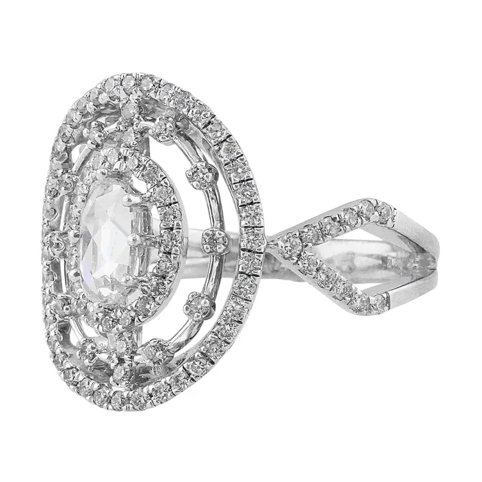 Rings CJ Charles Jewelers Estate 18k White Gold Split Shank Oval Diamond Ring Rings CJ Charles Jewelers Estate 18k White Gold Split Shank Oval Diamond Ring
