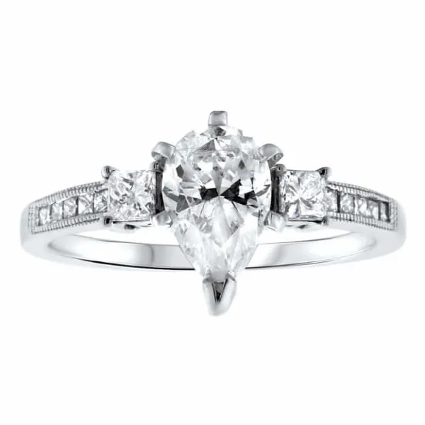 Rings Diamond Source NYC Diamond Engagement Ring Set in 18K White Gold 158ct tw Pear Shape Natural Diamonds