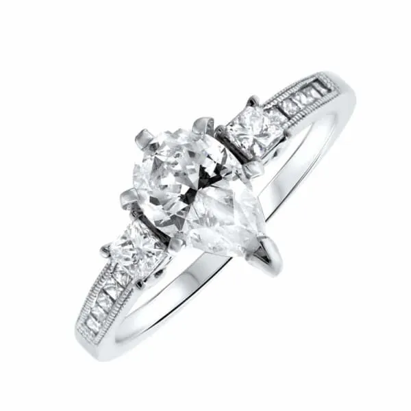 Rings Diamond Source NYC Diamond Engagement Ring Set in 18K White Gold 158ct tw Pear Shape Natural Diamonds