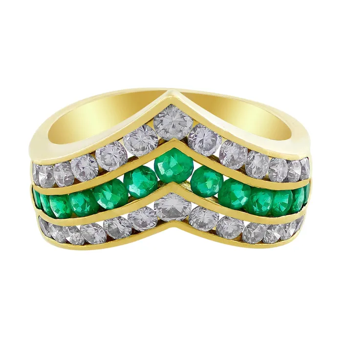 Rings Estate Channel Set Emerald Diamond Ring CJ Charles Jewelers