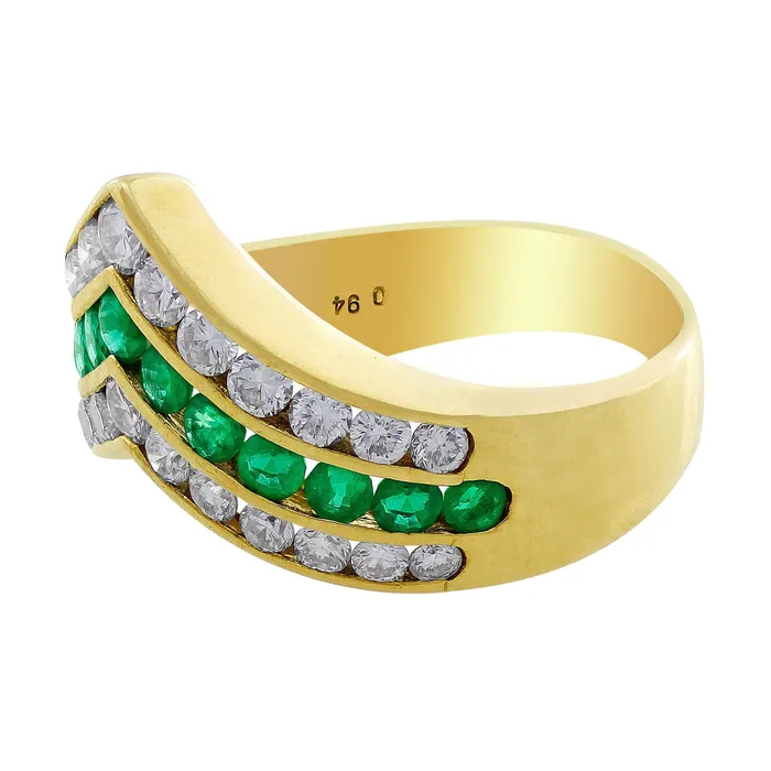 Rings Estate Channel Set Emerald Diamond Ring CJ Charles Jewelers