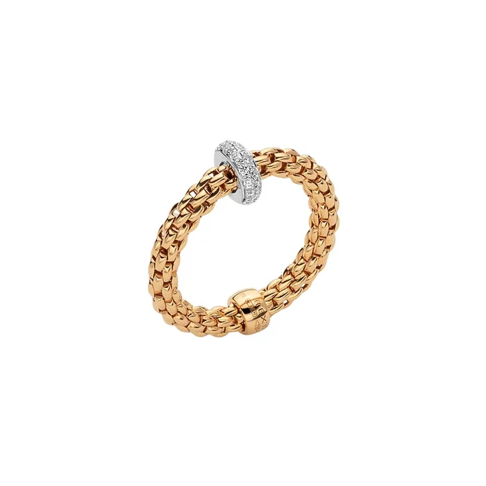 Rings FOPE Fope 18K Yellow Gold Prima Collection Ring with White Gold Diamond Rondel Rings FOPE Fope 18K Yellow Gold Prima Collection Ring with White Gold Diamond Rondel