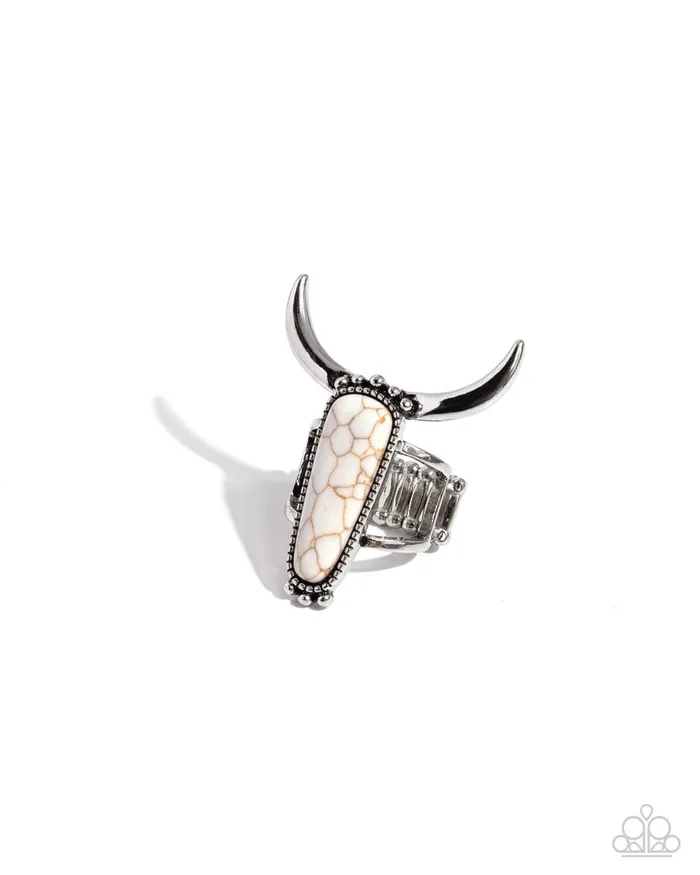 Rings Paparazzi Jewelry Paparazzi Ring Longhorn Luxe White Rings Paparazzi Jewelry Paparazzi Ring Longhorn Luxe White