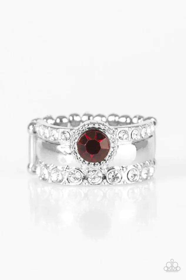 Rings Paparazzi Ring Crown Achievement Red Paparazzi Jewelry