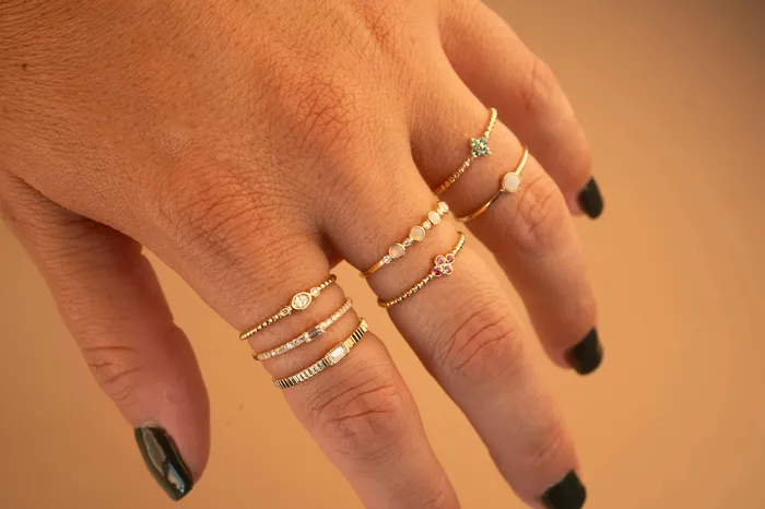 Rings RG 14k Beaded Emerald Ring