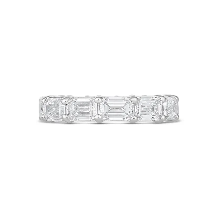 Rings Wedding Bands 14K White Gold East to West Emerald Cut Diamond Eternity Band