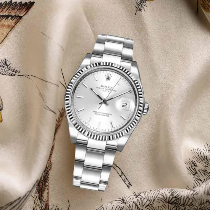 Rolex Bracelets Rolex Date 34mm Ref 1152340005 Silver Index Dial Stainless Steel Oyster Bracelet Watch