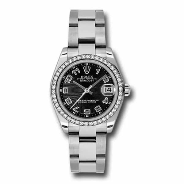 Rolex Bracelets Rolex Datejust 31mm Ref 1783840053 Black Dial Diamond Bezel Stainless Steel Oyster Bracelet Womens Watch