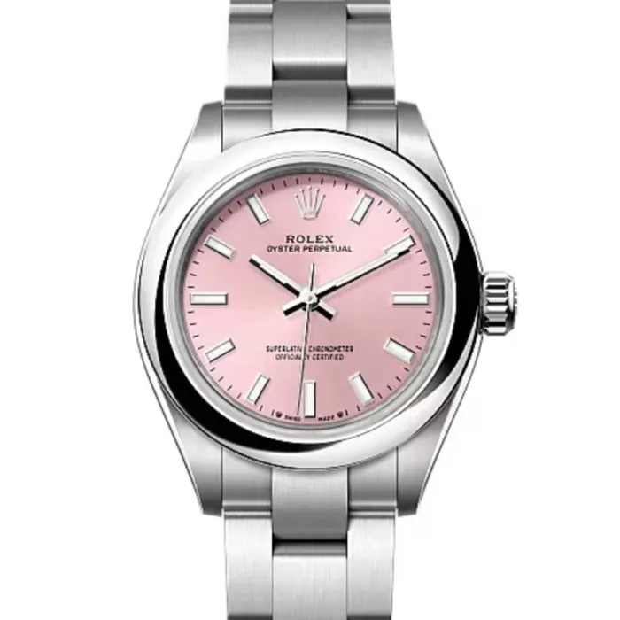 Rolex Bracelets Rolex Oyster Perpetual 28mm Ref 2762000004 Pink Stick Dial Stainless Steel Oyster Bracelet Womens Watch
