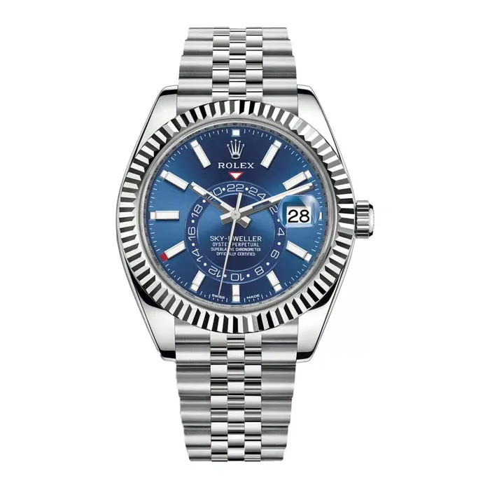 Rolex Bracelets Rolex SkyDweller 42mm Ref 3269340004 Bright Blue Stick Dial Stainless Steel Jubilee Bracelet Watch Rolex Bracelets Rolex SkyDweller 42mm Ref 3269340004 Bright Blue Stick Dial Stainless Steel Jubilee Bracelet Watch