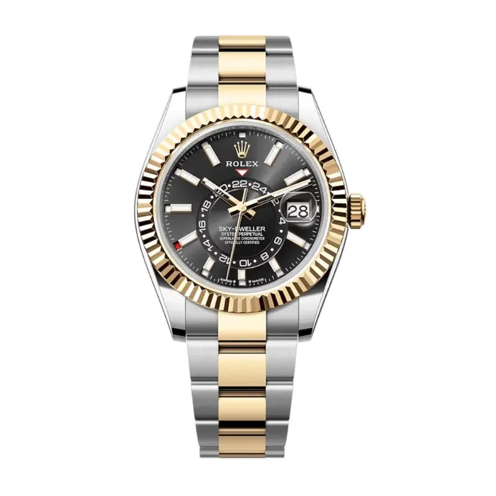 Rolex Bracelets Rolex SkyDweller 42mm Ref 336933 Bright Black Stick Dial Two Tone Stainless Steel 18K Yellow Gold Oyster Bracelet Watch Rolex Bracelets Rolex SkyDweller 42mm Ref 336933 Bright Black Stick Dial Two Tone Stainless Steel 18K Yellow Gold Oyster Bracelet Watch