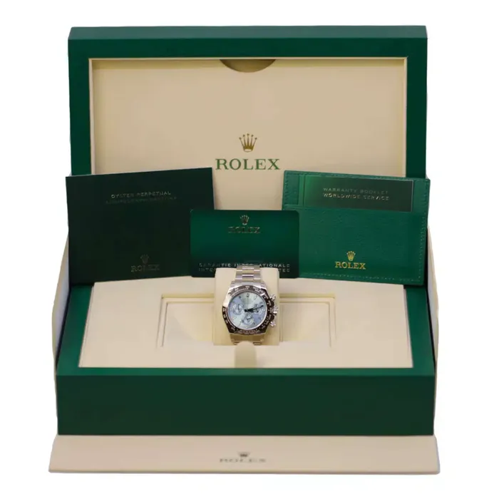 Rolex Cosmograph Daytona 40mm Ref 1165060002 Ice Blue Index Dial Ceramic Bezel Platinum Oyster Bracelet Mens Watch Rolex Bracelets
