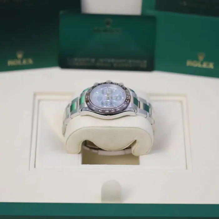 Rolex Cosmograph Daytona 40mm Ref 1165060002 Ice Blue Index Dial Ceramic Bezel Platinum Oyster Bracelet Mens Watch Rolex Bracelets