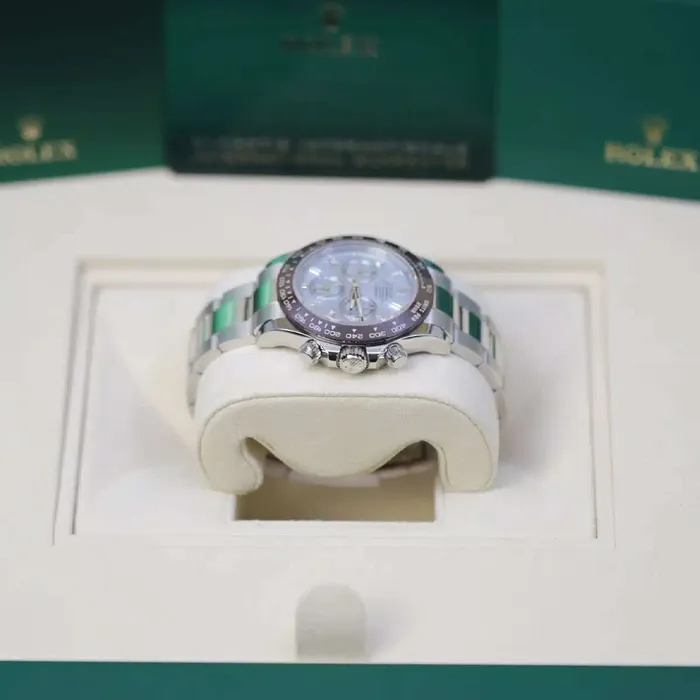 Rolex Cosmograph Daytona 40mm Ref 1165060002 Ice Blue Index Dial Ceramic Bezel Platinum Oyster Bracelet Mens Watch Rolex Bracelets