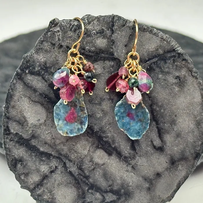 Ruby in Zoisite Tassel Earrings Calliope Earrings