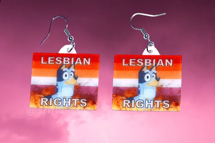 Sam Makes Things Earrings Bluey Lesbian Rights Flame Pride Flag Handmade Earrings Sam Makes Things Earrings Bluey Lesbian Rights Flame Pride Flag Handmade Earrings