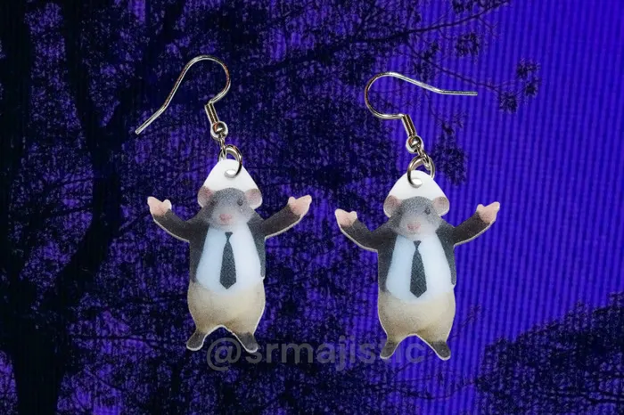 Sam Makes Things Earrings Mr Chedda Mouse Wearing Suit Meme Funny Handmade Earrings Sam Makes Things Earrings Mr Chedda Mouse Wearing Suit Meme Funny Handmade Earrings