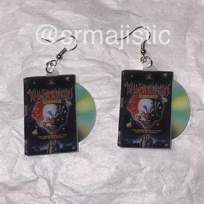 Sam Makes Things Earrings READY TO SHIP Killer Clowns from Outer Space 1988 DVD 2D detailed Handmade Earrings