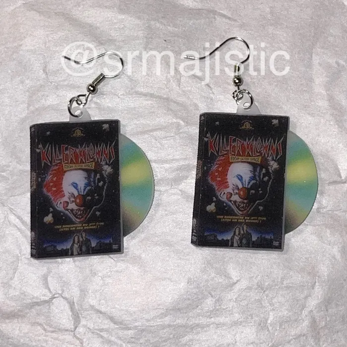 Sam Makes Things Earrings READY TO SHIP Killer Clowns from Outer Space 1988 DVD 2D detailed Handmade Earrings