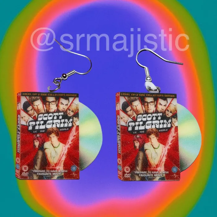Sam Makes Things Earrings Scott Pilgrim VS the World 2010 DVD 2D detailed Handmade Earrings Sam Makes Things Earrings Scott Pilgrim VS the World 2010 DVD 2D detailed Handmade Earrings