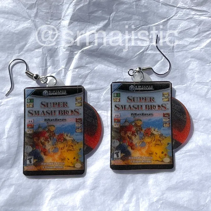 Sam Makes Things Super Smash Bros Melee Game Cube Game 2D detailed Handmade Earrings Earrings Sam Makes Things Super Smash Bros Melee Game Cube Game 2D detailed Handmade Earrings Earrings