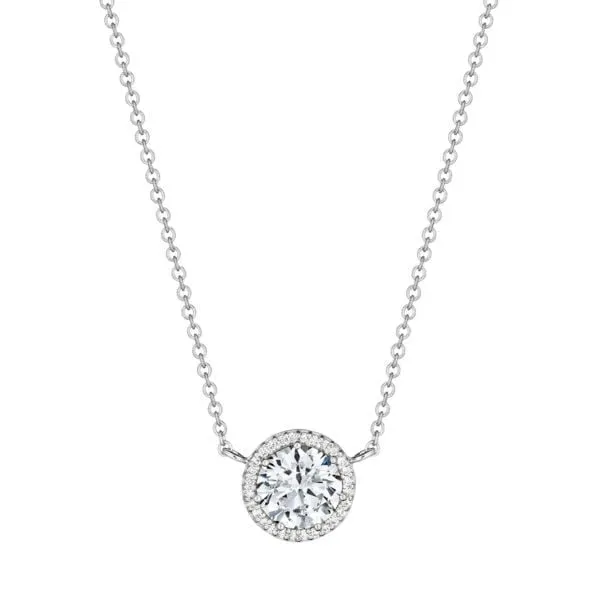 Tacori Necklaces Tacori 14K White Gold Classic Round Diamond Bloom Pendant Mount Necklace 6mm Tacori Necklaces Tacori 14K White Gold Classic Round Diamond Bloom Pendant Mount Necklace 6mm