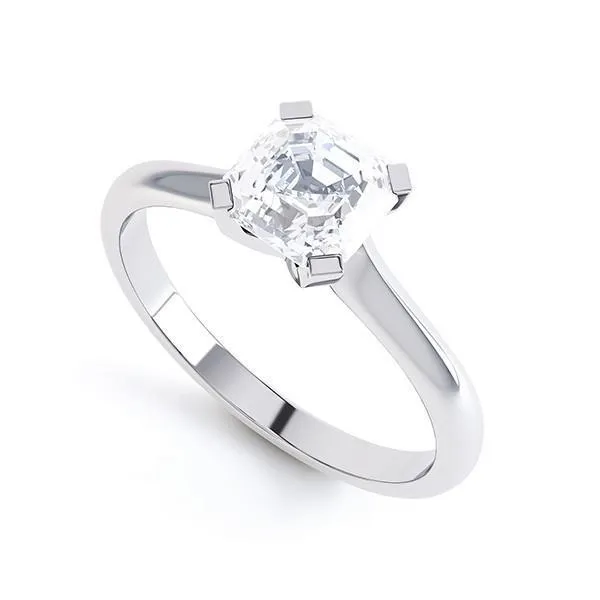 150 Ct Solitaire Asscher Natural Earth Mined Diamond Engagement Ring White Gold 14K GB Rings