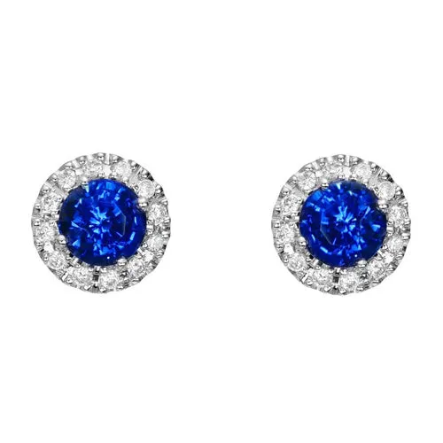 230 Carats Round Ceylon Sapphire And Natural Earth Mined Diamond Cluster Earring GB Earrings
