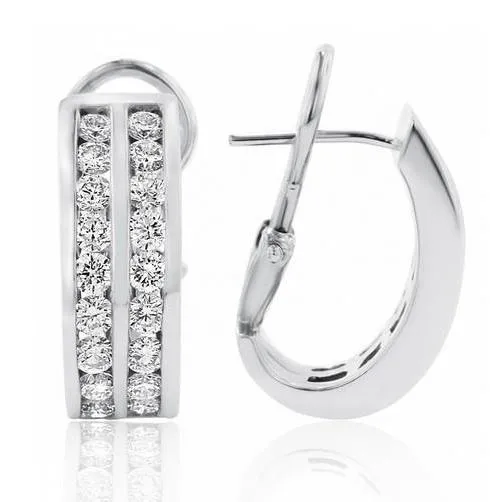 430 Carats Double Row Natural Earth Mined Diamonds Lady Hoop Earrings White Gold 14K GB Earrings