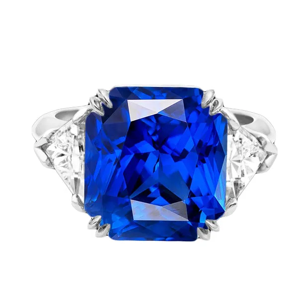 450 Carats Radiant 3 Stone Ring Blue Sapphire Trillion Natural Earth Mined Diamonds HarryChadEntcom Rings