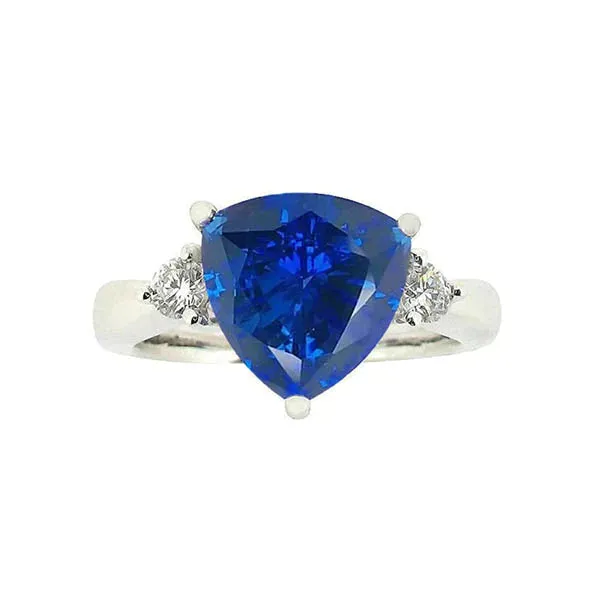 6 Carat Blue Trillion Sapphire Engagement Ring GB Rings