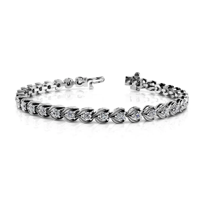 8 Ct Prong Set Round Natural Earth Mined Diamond Flower Link Tennis Bracelet Gold White GB Bracelets 8 Ct Prong Set Round Natural Earth Mined Diamond Flower Link Tennis Bracelet Gold White GB Bracelets