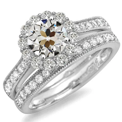Antique Style Halo Natural Earth Mined Diamond Engagement Ring Set Old Cut 5 Carats HarryChadEntcom Rings Antique Style Halo Natural Earth Mined Diamond Engagement Ring Set Old Cut 5 Carats HarryChadEntcom Rings
